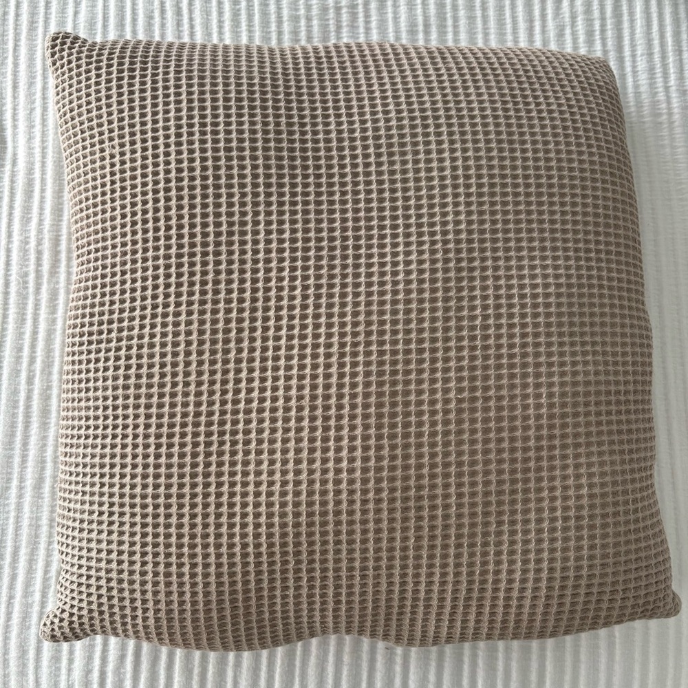 Waffle Textured Taupe Throw Pillow